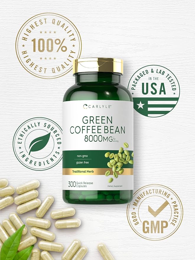 Carlyle Green Coffee Bean Extract | 300 Capsules | Non-GMO and Gluten Free Formula | Traditional Herb Supplement