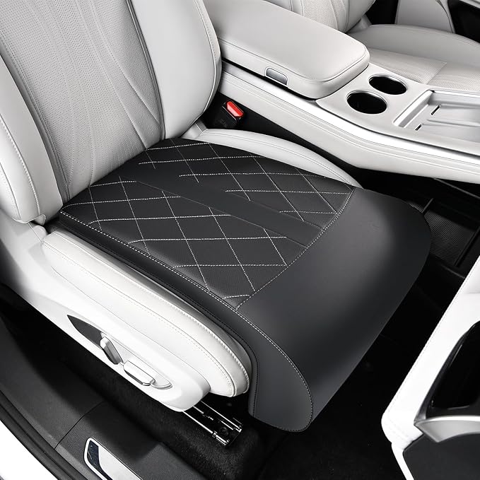 Coverado Car Seat Extender Leg Support, Leather Leg Support Cushion, Car Leg Extender Cushions for Long Driving, Waterproof Car Seat Cushions Leg Rest Pad Universal Fit for Most Car Seat (Black)