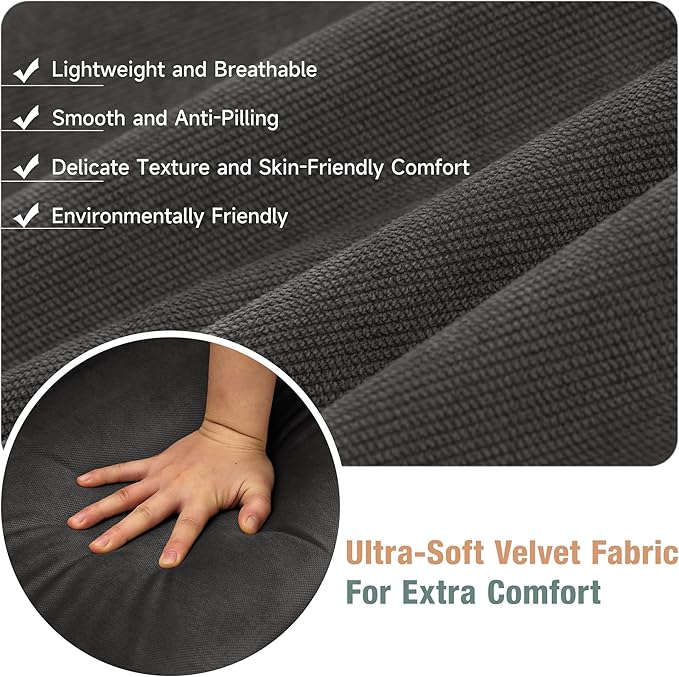 Loveseat Recliner Sofa Couch, Velvet 2-Seater Reclining Sofa for RV, Double Seater Wall Hugger Recliner Chair for Living Room, Home Theater Seating, Dark Grey