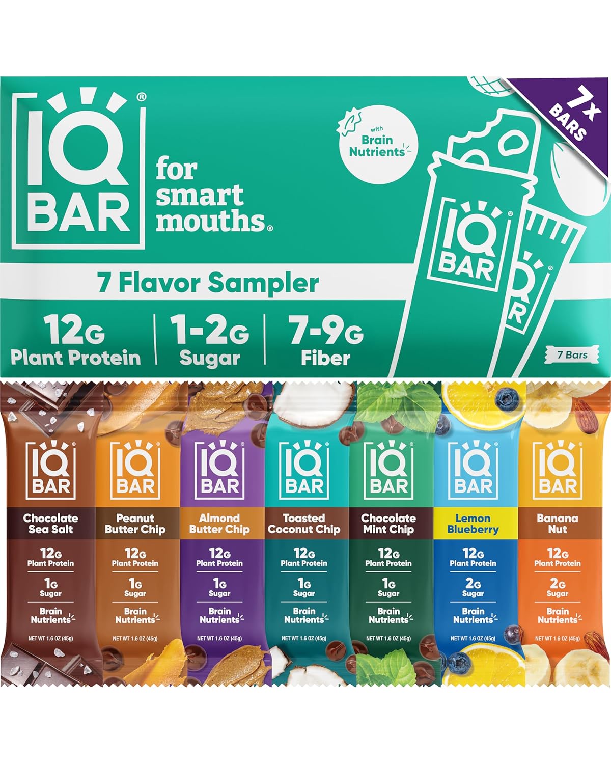 IQBAR Clean Plant Protein Bars - Chocolate Lovers Variety - 12 Count - Keto, Vegan, High Fiber, Gluten and Dairy Free, Low Sugar Snack - Brain and Body Nutrients for Focus, Energy, Meal Replacement