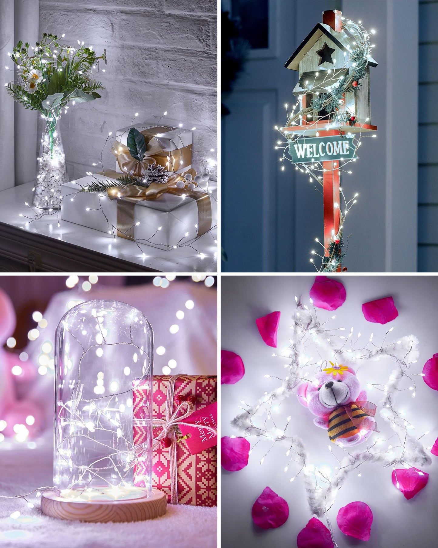 Brightown Fairy Lights, 240LED Twinkle String Lights, 20 FT, Waterproof, Pure White, 2 Pack, Copper Material