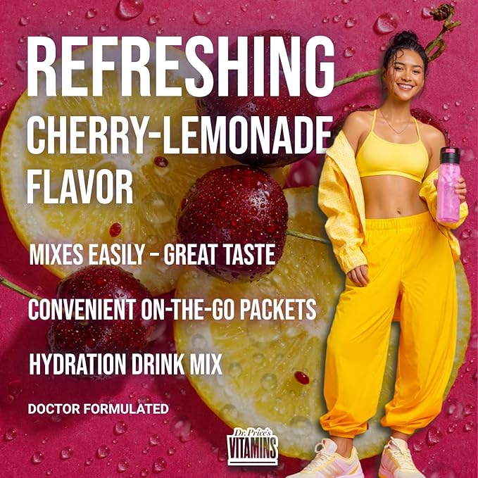 Dr. Price’s Electrolytes Hydration Powder Packets – Cherry Lemonade, 30 Packs | Sugar Free Electrolyte Drink Mix, 72+ Trace Minerals, Manganese | Keto, Vegan, Doctor-Formulated, Made in USA