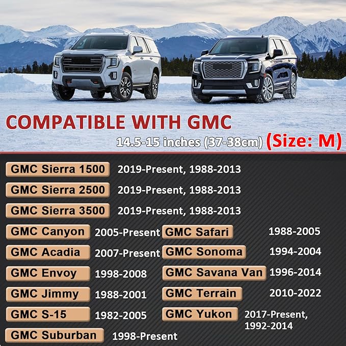 GIANT PANDA Steering Wheel Cover for GMC Sierra Acadia Terrain Yukon(Black+Gray Line-Standard Size)