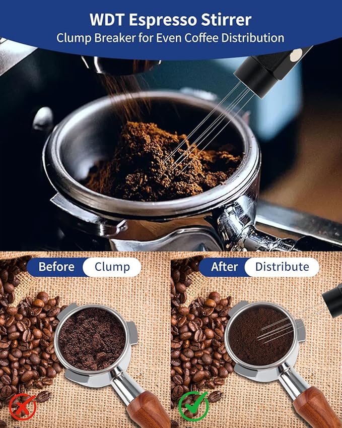 7 Pack 51mm Espresso Accessories – Tamper Station, Coffee Distributor, WDT Tool, Tamping Mat, Dosing Funnel, Brush & Puck Screen – Barista Tools Kit for Espresso Machines at Home or Cafe