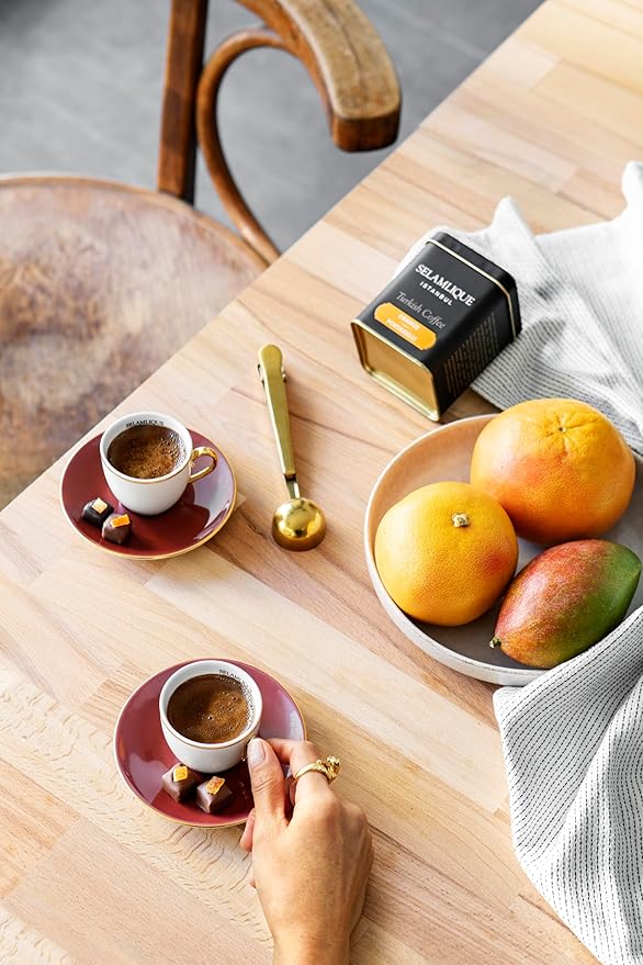 SELAMLIQUE TURKISH COFFEE ISTANBUL Orange Flavored Turkish coffee 125gr. (4.40oz) ultra fine powder coffee (Orange)