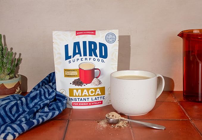 Laird Superfood Maca Instant Latte, Non-Dairy, Sweet & Creamy, Superfood Creamer, Gluten Free, Non-GMO, Vegan, 8 oz. Bag, Pack of 2