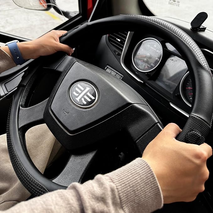 PINCTROT XL Size 17.5-18 Inch Great Grip Steering Wheel Cover for Semi Truck, Fits RV, Big Rig Trucker, 18 Wheeler and Classic Cars, Anti-Slip Design 17.5-18 Inch (All Black)