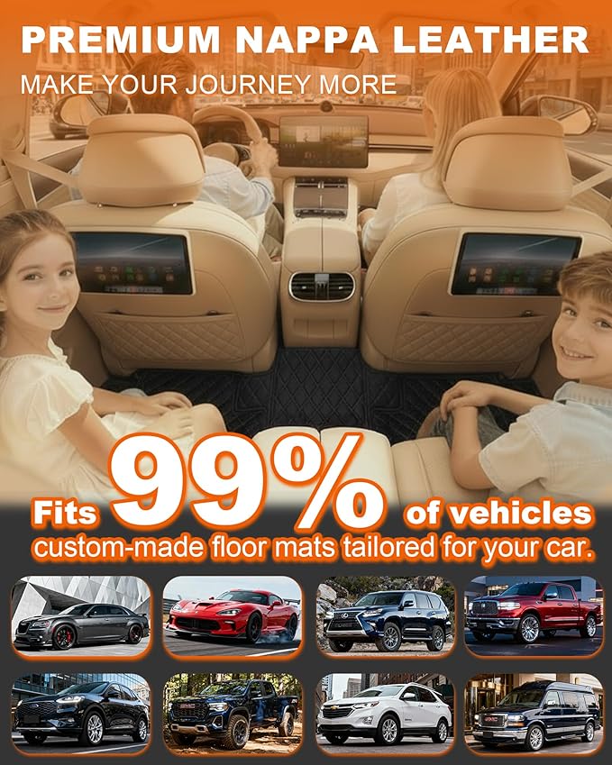 All-Weather car Floor MATS-Suitable for 99% of car Models,Leather car mat, offering Personalized Embroidery and Multiple Color Options,Provide Protection for car Rug (Red)