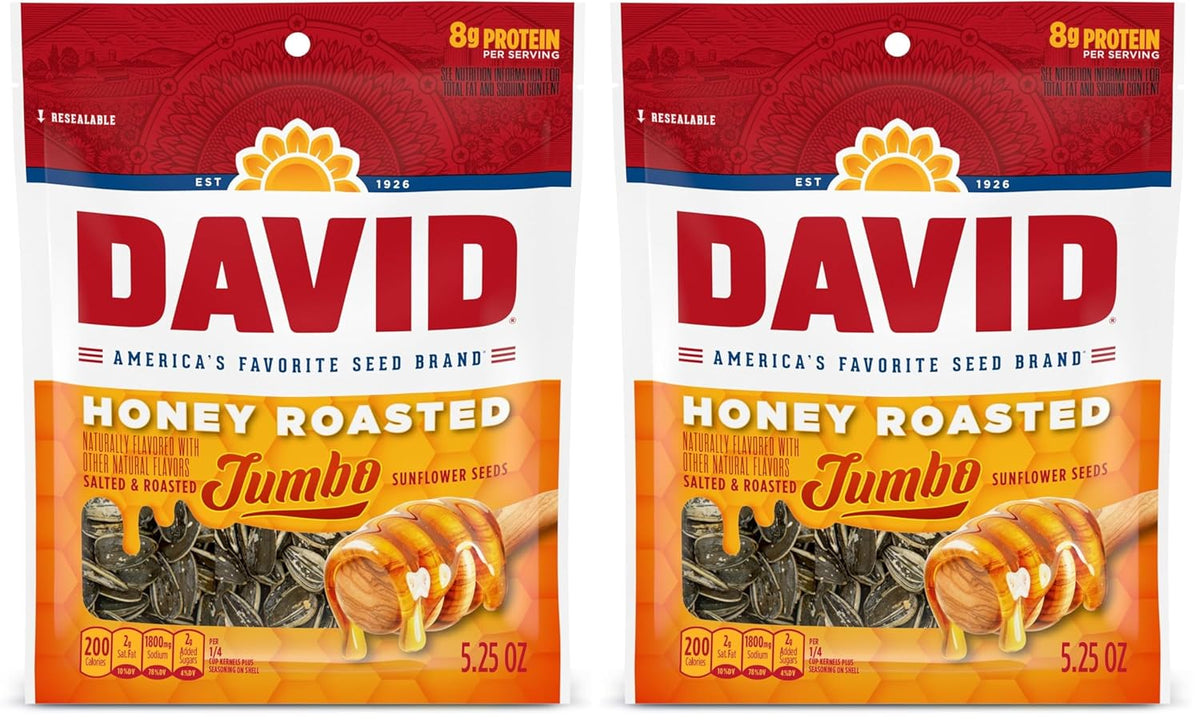 DAVID Jumbo Sunflower Seeds, Honey Roasted Flavor, 5.25 oz.
