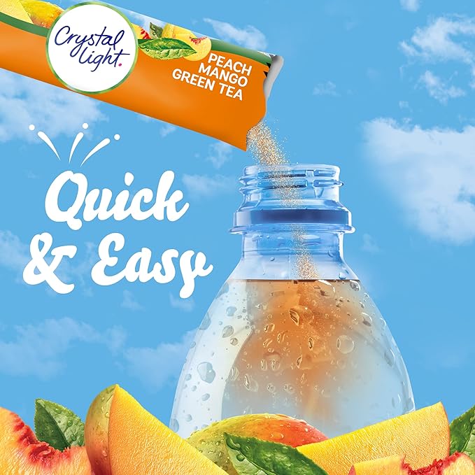 Crystal Light On The Go Peach Mango Green Tea Drink Mix, 10-Packet Box (Pack of 12)