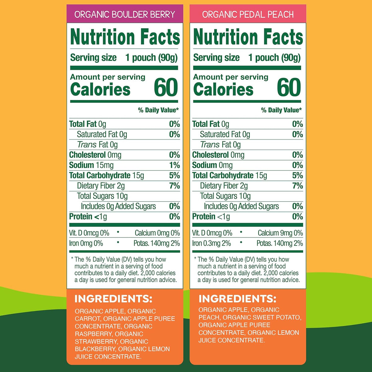 GoGo squeeZ No Sugar Added Organic Fruit & veggieZ Applesauce and Puree Variety Pack, Pedal Peach and Boulder Berry, 3.2 oz Pouches (Pack of 12), Fruit Snacks for Kids, Gluten Free, Nut Free, Recloseable Cap, BPA Free
