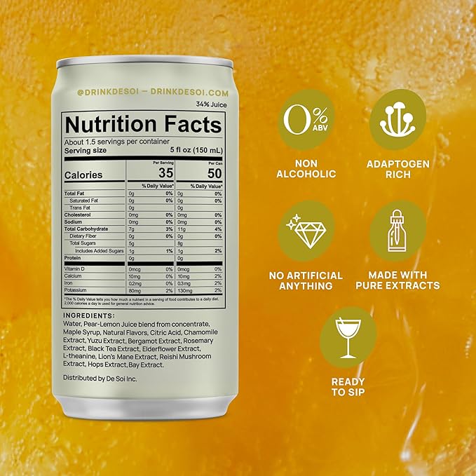 De Soi Variety Pack Mocktails NA Drinks 8 fl oz (12-pack) - Adaptogen Drink, Sparkling Drink with Calming Botanicals, Mocktail Drinks, Gluten Free, No Artificial Flavors