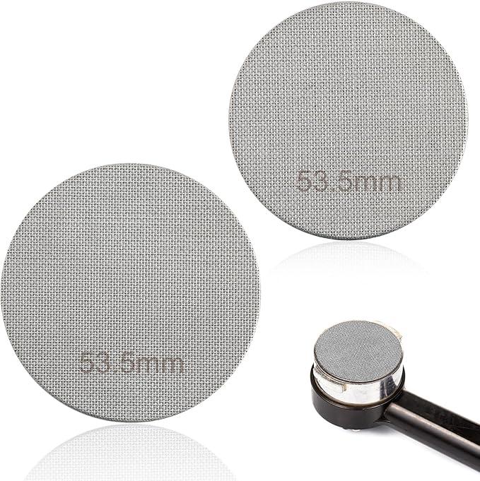 2pcs 53.5mm Espresso Screen Filter, 316 Stainless Steel Espresso Puck Screen 150μm Reusable Espresso Portafilter Puck Screen Sturdy Coffee Screen Filter Mesh for Espresso