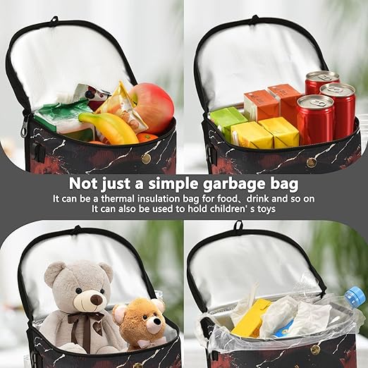 MNSRUU Car Trash Can with Lid, Black Octopus Car Trash Bag Hanging Organizers and Storage for Front Back Seat, Leak-Proof Trash Bin