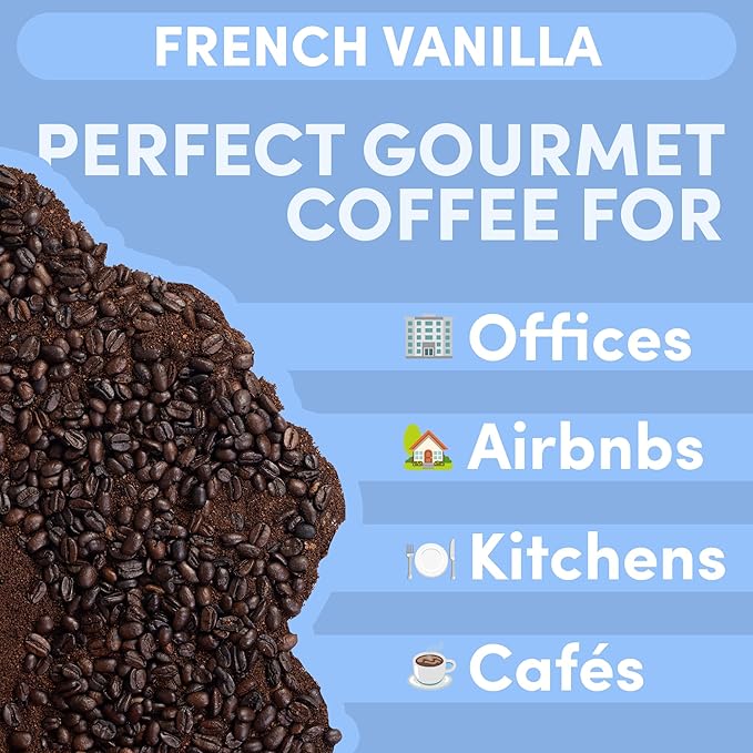 French Vanilla Ground Coffee 12oz – Vanilla Flavored Coffee, Medium Roast Gourmet Arabica, Smooth & Sweet Specialty Grade
