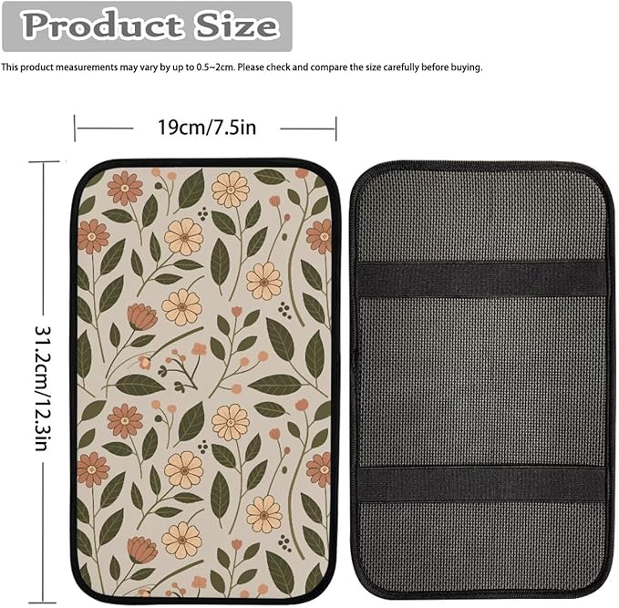 Green Leaf Car Armrest Pad Soft Comfy Center Console Arm Rest Protector Cover Green Leaves Car Interior Accessories for SUV Vehicles Truck Van