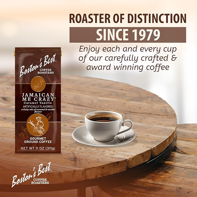 Boston’s Best Coffee - Jamaican Me Crazy Flavored Delicious Gourmet Premium Ground Coffee, 11 oz. / 311 g Bag