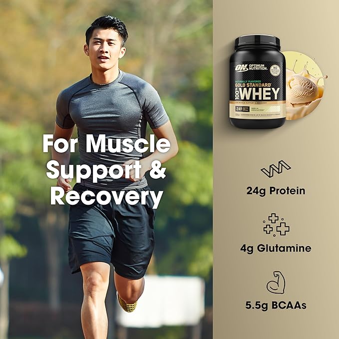 Optimum Nutrition Gold Standard 100% Whey Naturally Flavored Protein Powder, Vanilla, 1.9 Pound (Packaging May Vary)