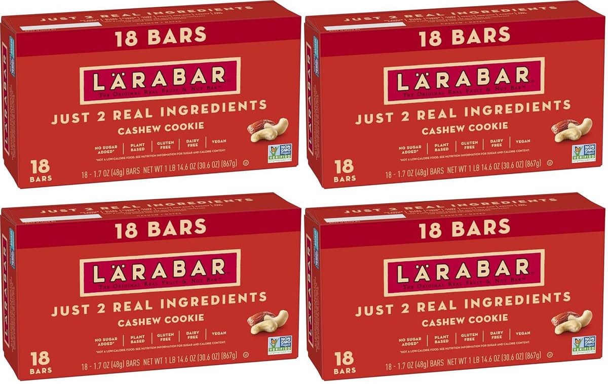Larabar Cashew Cookie, Fruit and Nut Bars, Gluten Free and Vegan, 30.6 oz, 18 Ct