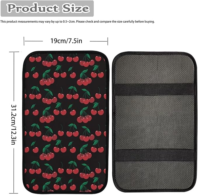 Horeset Cherry Center Console Armrest Cover for Men Women, Anti-Scratch Car Arm Rest Cover Pad Accessories Interior Decor