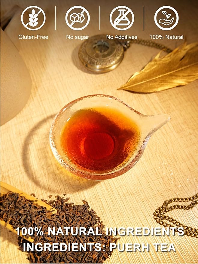 TeeLux Emperor Pu-erh Tea Loose Leaf, Fermented Yunnan Dark Tea, Smooth & Mellow Flavor, 16oz