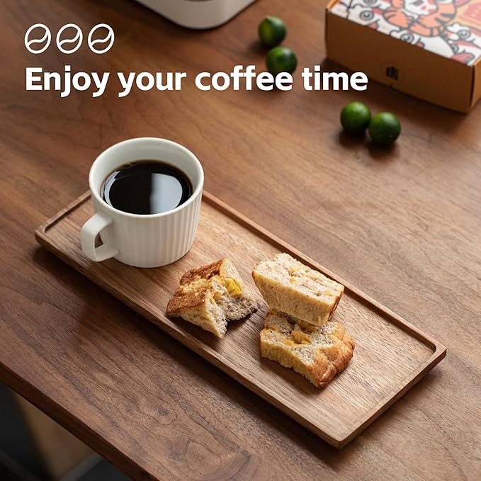 Mini Wooden Serving Platter, Small Wood Serving Tray for Tea/Coffee (Acacia Wood, M)