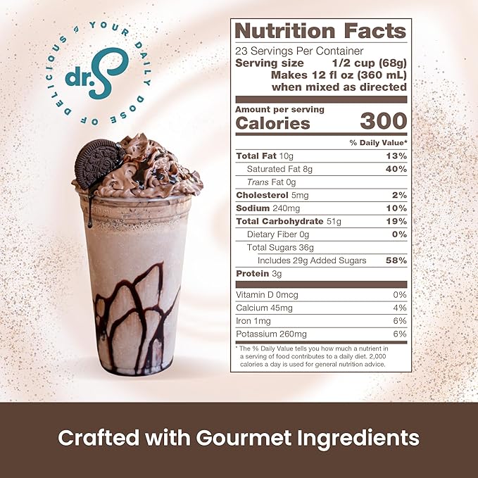 Dr. Smoothie Café Essentials Cookies & Cream – No Artificial Colors, Flavors, or Sweeteners – Shelf Stable – Caffeine-Free – Great for Hot, Iced, & Frozen Frappes (3.5 lb Bag, 23 Servings)
