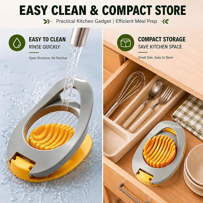 FANTEXY Egg Slicer for Hard Boiled Eggs,Boiled Egg Slicer with Stainless Steel Wires,Eggs Cutter for Strawberry,Avocado,Grape and Soft Cheese,Easy to Clean and Convenient for Storage