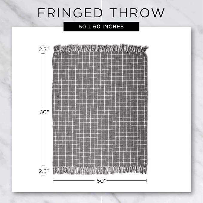 DII Buffalo Check Collection Rustic Farmhouse Throw Blanket with Tassles, 50x60, Black/White (Pack of 2)