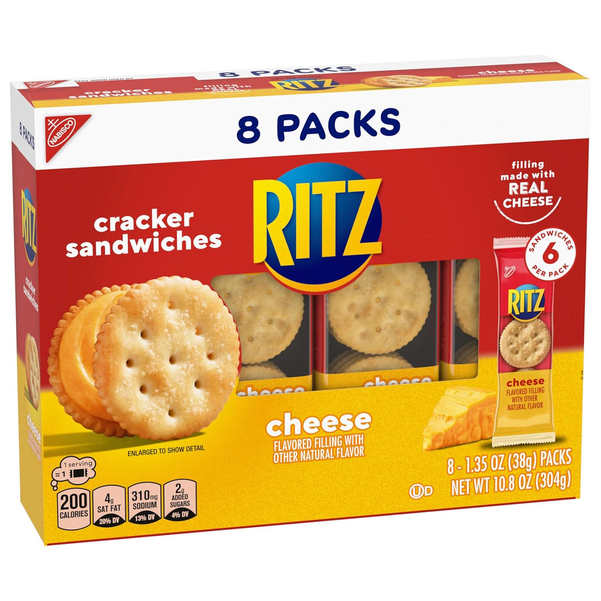 ritz peanut butter and cheese sandwich crackers variety pack, 32 snack packs, 6 crackers per pack