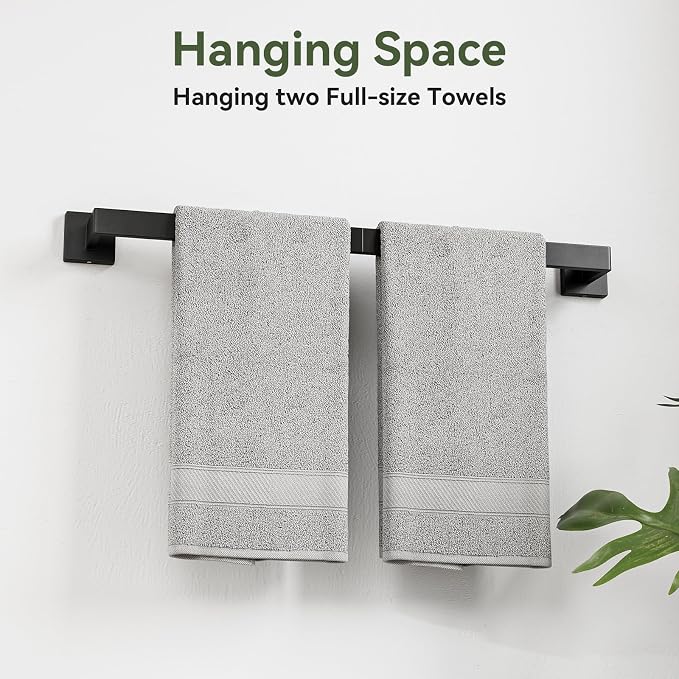 5-Pieces Matte Black Bathroom Hardware Set, 24 Inch Bathroom Towel Bar Set, SUS304 Stainless Steel Bathroom Hardware Accessories Set, Towel Racks for Bathroom Wall Mounted
