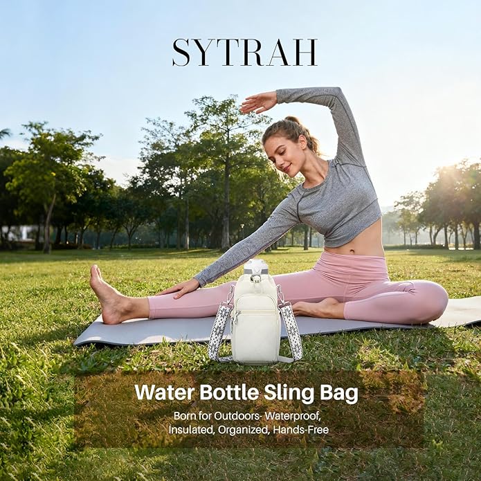 Water Bottle Carrier Bag with Strap, Water Bottle Purse with Phone Pocket 40oz for Walking Hiking