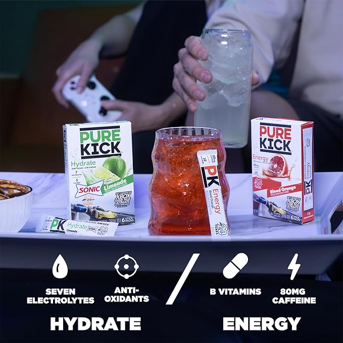 Pure Kick Forza Fuel Limited Edition Energy, Blood Orange Energy & Sonic Limeade Hydration Singles To Go Drink Mix – 3 / 6ct Boxes - 18 Total Packets