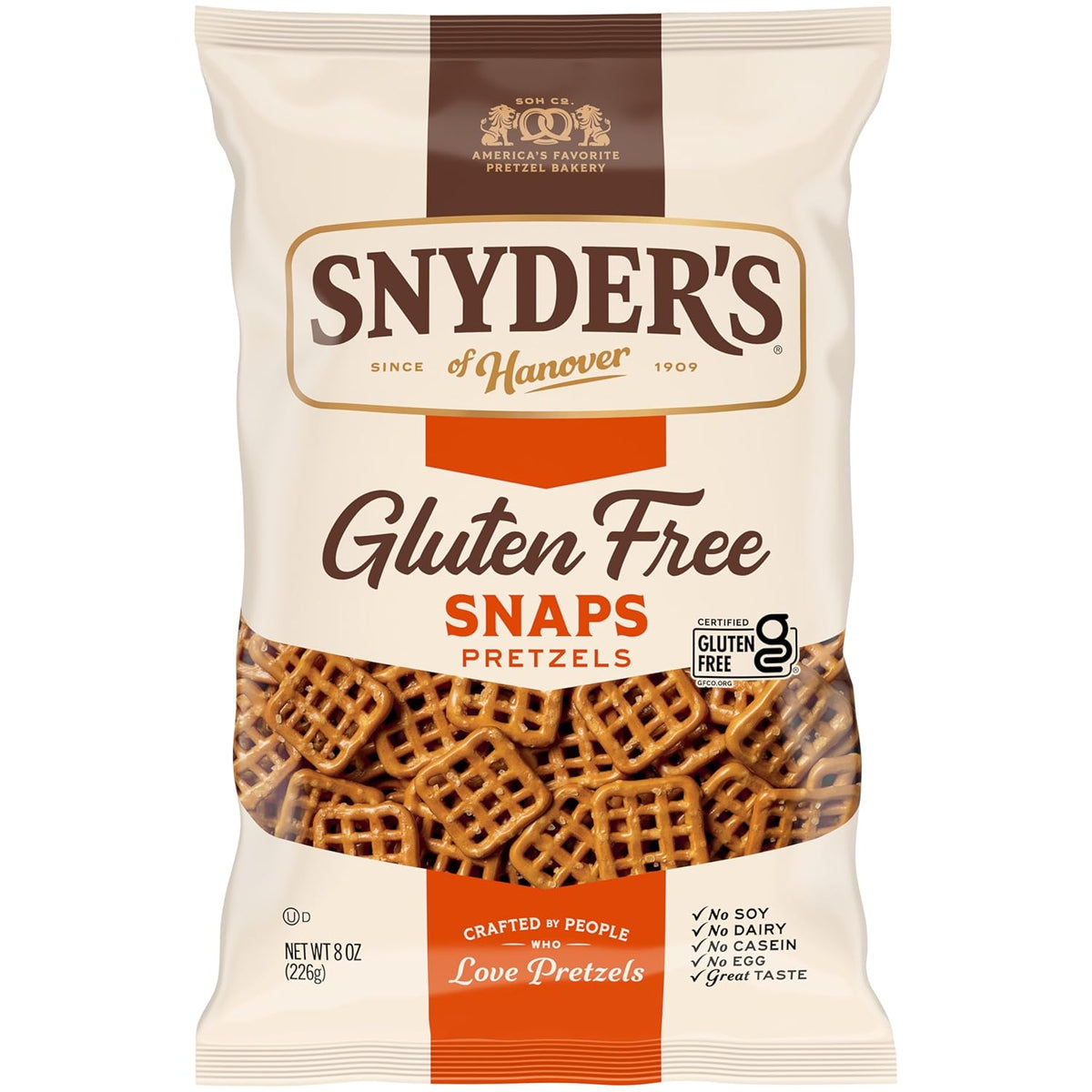 Snyder's of Hanover Gluten Free Snaps Pretzels, 8 Oz Bag