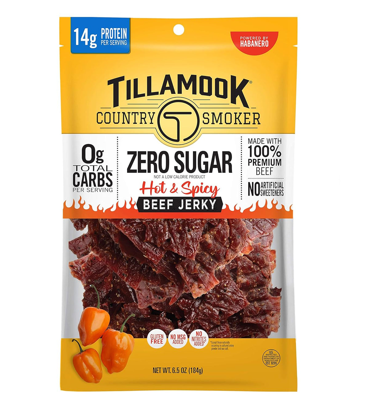 Tillamook Country Smoker Keto Friendly Zero Sugar Beef Jerky, Original, 6.5 Ounce