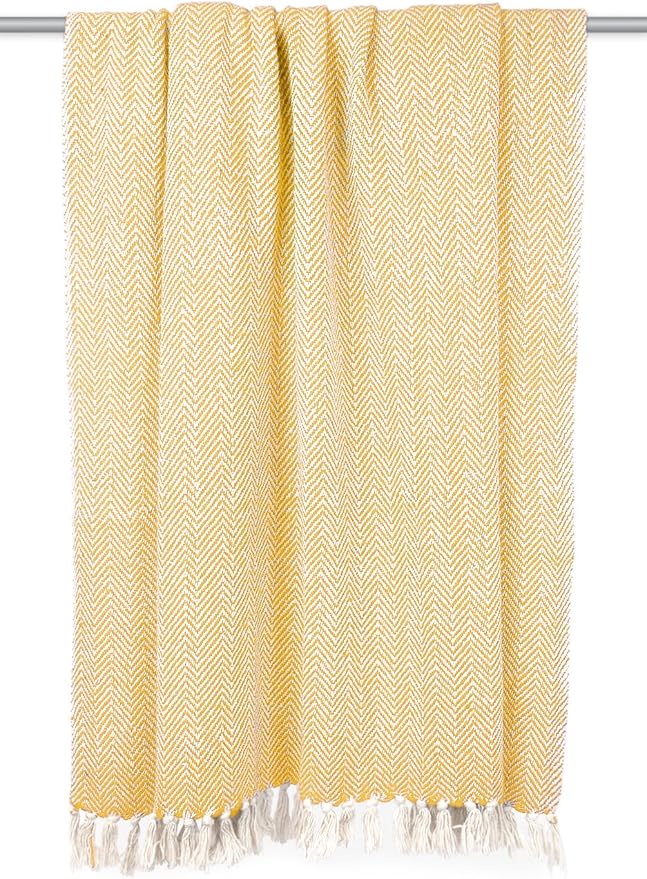 DII Chevron Throw Collection Handloomed Cotton, 50x60, Marigold