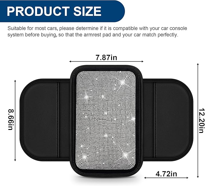 Center Console Cover Fit for VW/Volkswagen Atlas Premium Leather Car Armrest Cover with 2 Storage BagsStorage Box Waterproof Car Arm Rest Covers(Black)