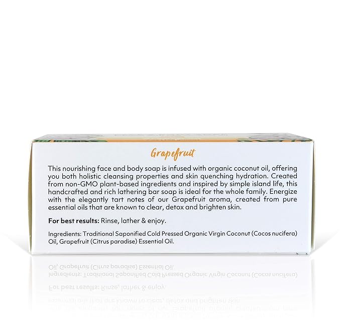 Coco Fiji Soap Bar for Face and Body Infused With Organic Coconut Oil, Grapefruit, Essential Oil, Natural Soap for Moisturizing & Pore Purifying Skin, 7 oz,Pack of 2