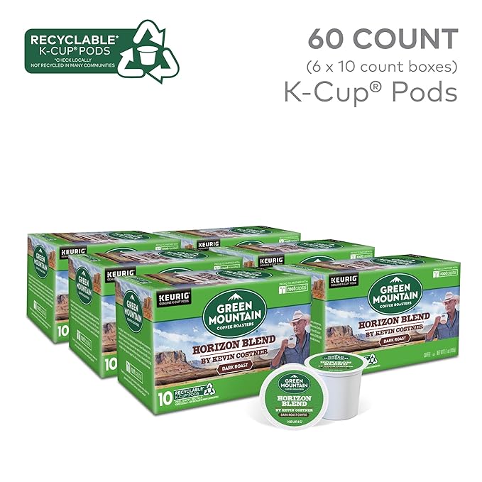 Green Mountain Coffee Roasters Horizon Blend Coffee by Kevin Costner, Keurig Single Serve K-Cup Pods, 60-Count (6 x 10 Count Boxes)
