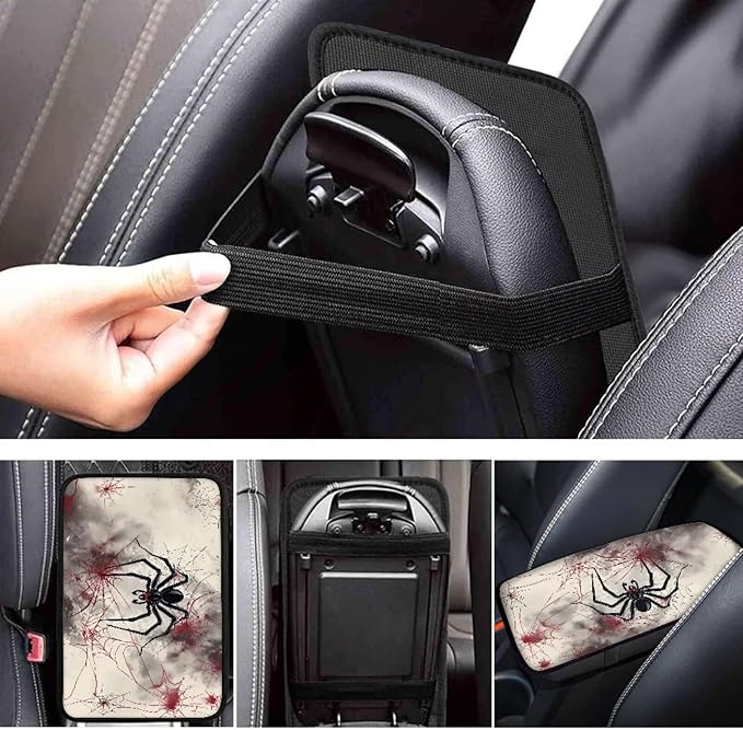 Mintutlipy Spider Car Center Console Cover Soft Comfortable Car Armrest Cushion Water Proof Car Storage Box Mat Universal Fit Most Cars