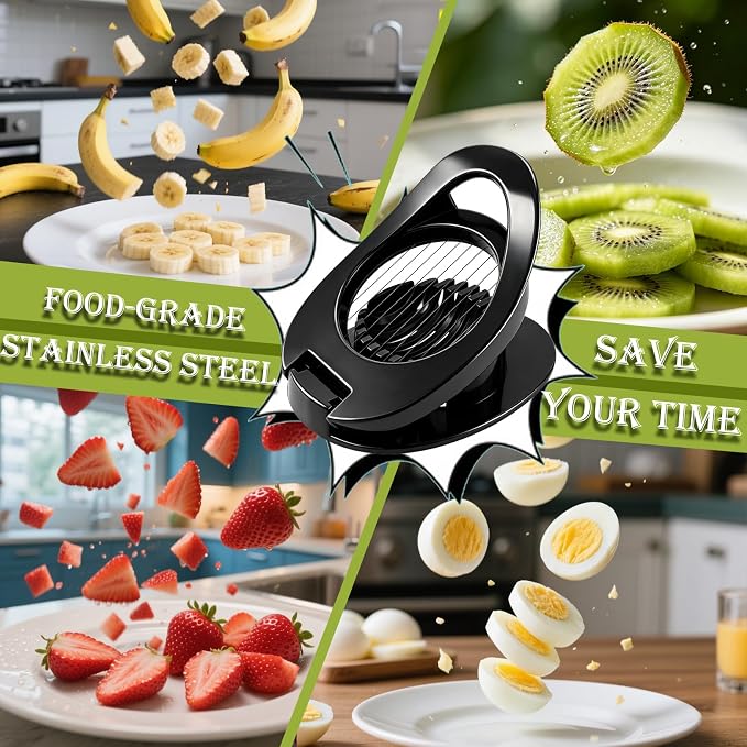 FANTEXY Egg Slicer for Hard Boiled Eggs - Multipurpose Egg Cutter with Stainless Steel Wires, Boiled Eggs Slicer for Strawberries, Bananas, Kiwi Fruit, Soft Cheese, Easy to Clean and Store