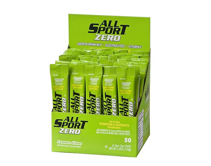 All Sport Powder Hydration Sticks, Zero Calorie, Performance Electrolyte Drink Mix, Sugar Free, Lemon-Lime, 50 Ct box