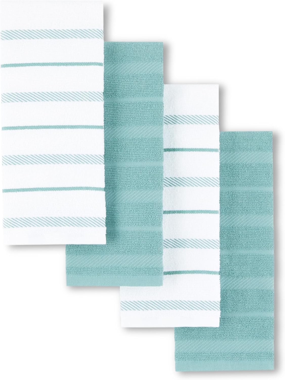 KitchenAid Albany Kitchen Towel 4-Pack Set, Milkshake Tan/White, 16"x26"