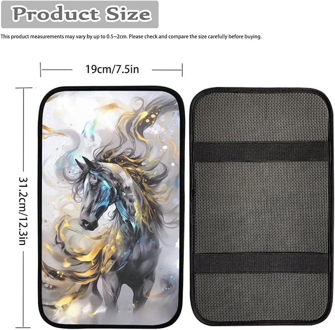 Wild Horse Car Center Console Cushion Pad Protector Arm Rest Car Comfortable Auto Fashion Auto Interior Armrest Console Accessories Fit Most Cars, Truck, SUV, or Van