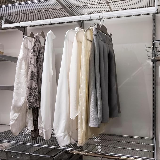 Threehoney Expandable Closet Rod for Wire Shelf Hanging Clothes Adjustable Heavy Duty Closet Hanging Rod Extender Heavy Duty Hanger Bar Metal Poles for Wardrobes Hanger, 1 Pack (24-41 Inch,White)
