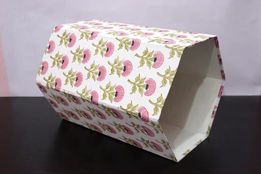 Generic 3.3 Gallon Cotton Hand Block Printed Paper Waste Basket |Small Decorative Trash Can for Housewarming Gifts in Living Room, Bedroom, Bathroom | Eco-Friendly, Plastic-Free (1, PINK FLOWAR)