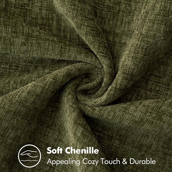 MIULEE Pack of 2 Couch Throw Pillow Covers 20x20 Inch Olive Green Farmhouse Decorative Pillow Covers with Stitched Edge Soft Chenille Solid Dyed Pillow Covers for Sofa Bed Living Room