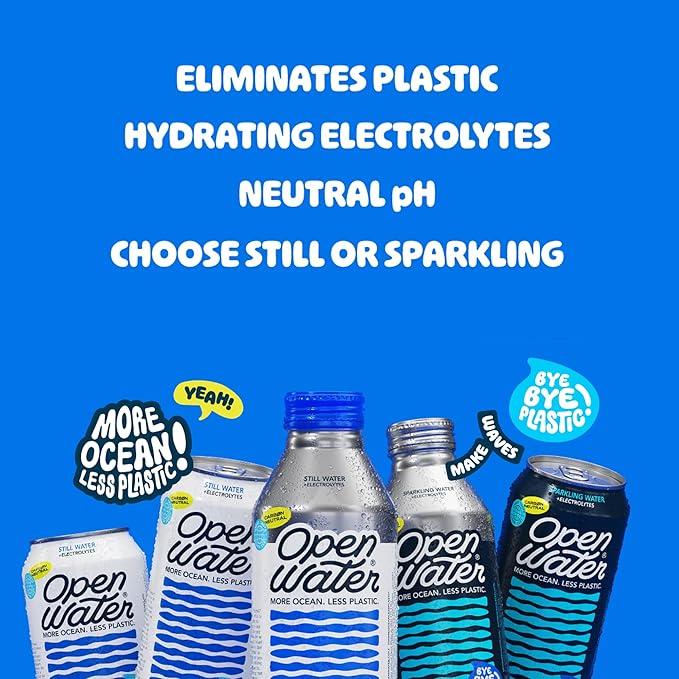 Open Water Still Bottled Water with Electrolytes in 16-oz Aluminum Bottles (1 Cases, 12 bottles - Still) | BPA-free and Eco friendly