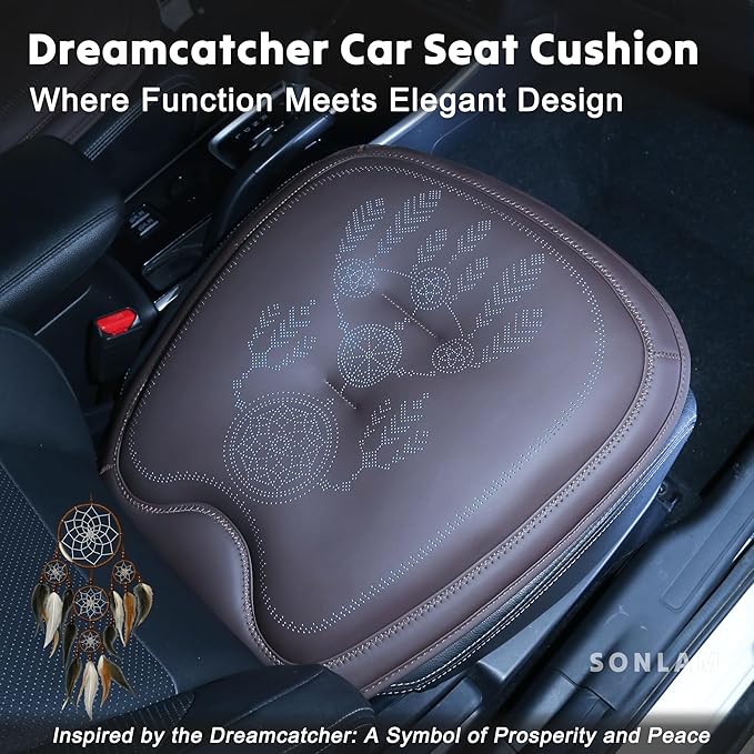 Comfort Dreamcatcher Car Seat Cushion Non-Slip - Relaxing, Optimal Support & Posture for Long Drive (Full Set (Coffee Brown))