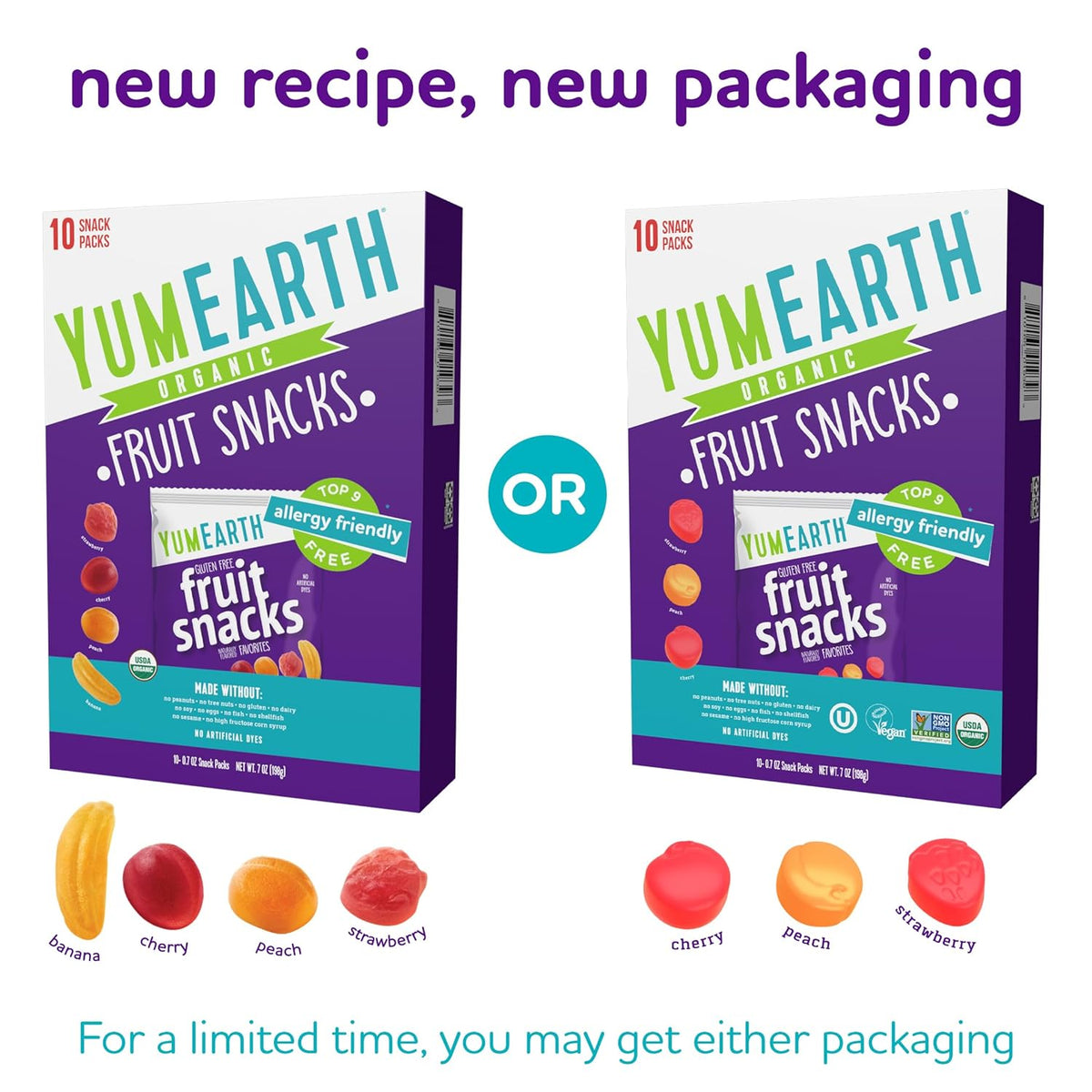 yumearth organic fruit snacks box, 0.7 ounce, pack of 10, 10 count